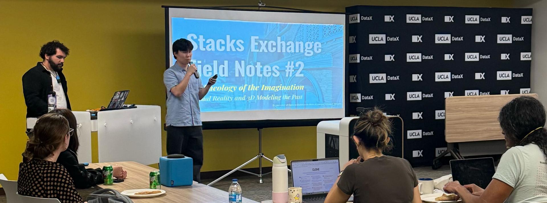 Two students giving a presentation