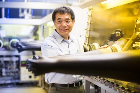 Professor Yang, Materials Science and Engineering, creates thin, flexible solar cells to capture the sun's energy.