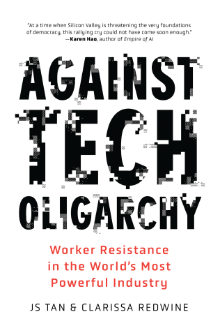 Book Cover of Against Tech Oligarchy displaying the title in pixilated letters