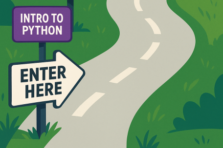 PIC graphic with courses listed on a pathway for Python