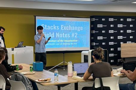 Two students giving a presentation